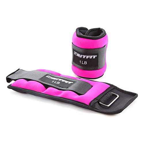 RitFit Ankle Weights - A Pair of 2/3/4/6/8/10 LBS, Wrist Weights with Adjustable Straps for Women & Men, Leg Weights for Walking, Running, Yoga, Gym, Workout, Physical Therapy - size: 2 lb Pair (1 lb Each)