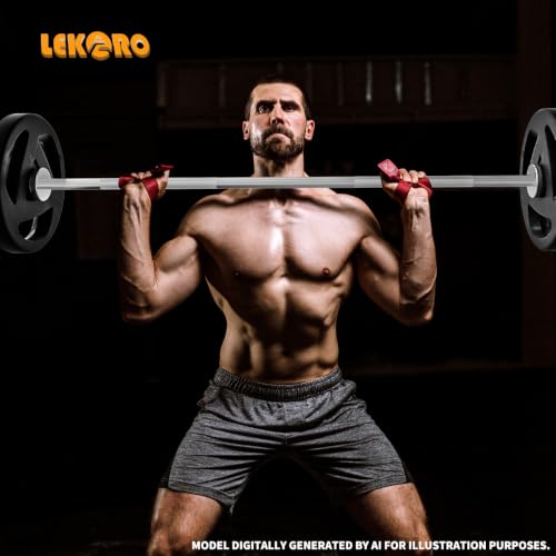 Olympic Barbell Bar 4FT, 350LB Straight Weight Lifting Bar, Fits 2-Inch Olympic Plates, Rotating Sleeves, 2 Spring Collars, Knurled Strength Training Bar for Home Gym - color: White Barbell