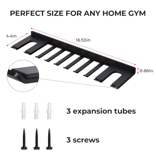 Home Gym Rack Wall Mount Barbell Holder, Multifunctional Two-in-One for Storage Barbells,Resistance Bands,Cable Accessories,Weight Lifting Belts,Jump Ropes and Chains