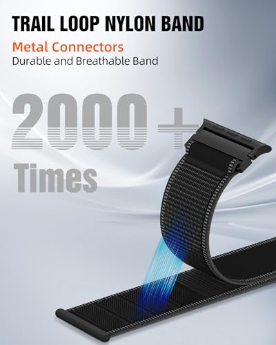 Trail Loop Nylon Sport Band Compatible with Apple Watch Ultra 3 2 Band for Men 49mm 46mm 45mm 44mm 42mm, Rugged Breathable Sport Adjustable Strap for iwatch bands Series 11/10/9/8/7/6/5/4, SE 3 2 1 - color: Black3(Black)