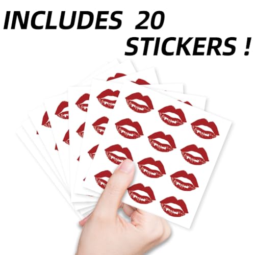 OLYCRAFT 240Pcs Individual Lipstick Stickers 20 Sheets Kiss Sticker Self-Adhesive Stickers Self-Adhesive Paper Decorative Stickers Red Lips Planner Stickers for Party Decorative Presents Sealing - style: Lipstick