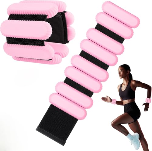 Pilates Wrist & Ankle Weights for Women, Wearable Strong Arm & Leg Weights Set of 2, Adjustable Ankle Weights for Walking, Yoga, Dance, Barre,Gym - color: Pink, size: 2lbs x2