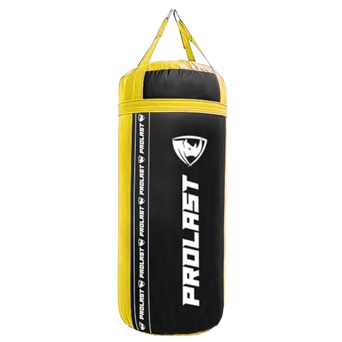 4Ft XL 135Lb Heavy Punching Kicking Bag for Adults, Boxing, MMA, Martial Arts, Muay Thai, Strength Training Equipment - color: Black / Yellow, size: Filled
