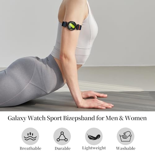 20mm Nylon Sport Ankle/Arm Band Compatibel with Galaxy Watch 7/6/5/4/FE 44mm 40mm/Watch 5 Pro/ 6 Classic 47mm 43mm/ 4 Classic Strap,Elastic Oberarmband Bicep Band for Women Men - color: Deep Blue