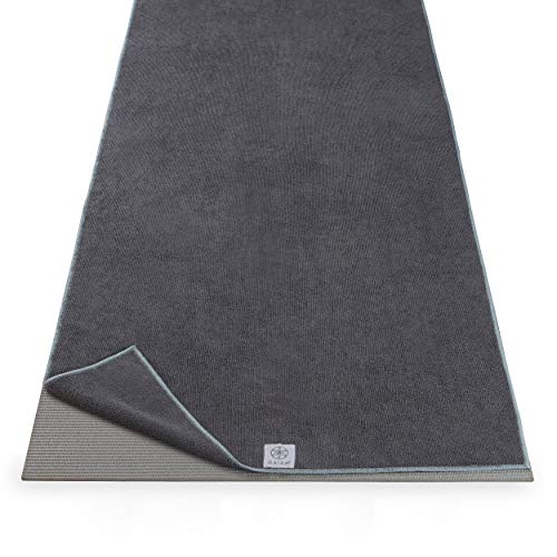 Gaiam Yoga Mat Towel Microfiber Mat-Sized Yoga Towel for Hot Yoga - color: Folkstone Grey, size: 24"W x 68"L