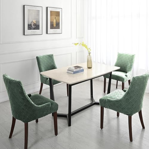 Wingback Chair Cover Waterproof,Stretch Jacquard Slipcover(Sage,4PCS) | Instant room refresh with easy cleanup, dependable mess protection, and a neat tailored look for family spaces. - color: Sage Green