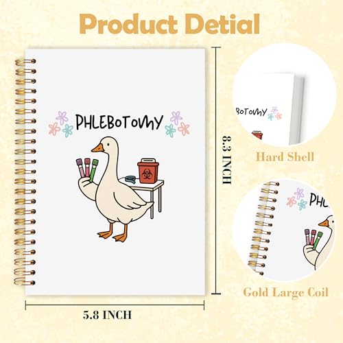OJMFHEGEE Phlebotomy Phlebotomist Gifts Spiral Notebook 5.5x8.3 in, Funny Goose Phlebotomy Nurse Medical Hardcover Notebook Journal Gifts for Work Study Women - color: Goose Phlebotomy Nurse