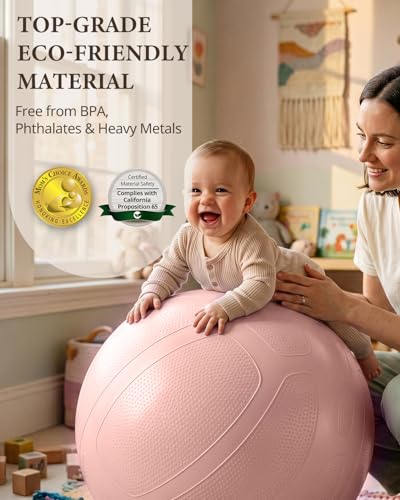 Trideer Pregnancy Birthing Ball, 1.7mm Extra Thick Yoga Ball for Maternity, Labor, Physio, Recovery, Exercise Guide & Daily Comfort Tips for All Trimesters, Anti-Burst Non-Slip Stability Ball - color: Mistyrose, size: L(23-26IN/58-65cm)