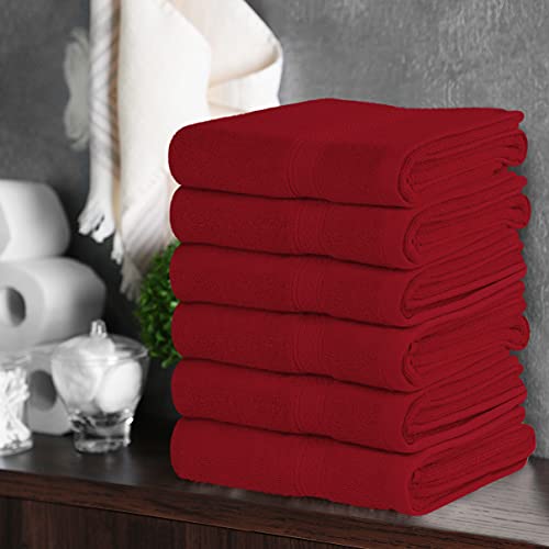 Utopia Towels 6 Pack Premium Hand Towels Set, 16 by 28 inches, 100% Ring Spun Cotton, Ultra Soft and Highly Absorbent 600GSM Towels for Bathroom, Gym, Shower, Hotel, and Spa, Red - color: Red, size: 6 Hand Towels