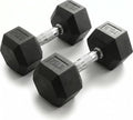 5-100 lb Rubber Hex Dumbbell Set - size: 75 lb, Pair
