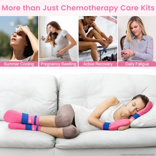 SuzziPad Cold Therapy Socks & Hand Ice Pack Gloves for Chemo Care Package for Women, Chemotherapy Plantar Fasciitis Relief, Neuropathy, Arthritis, L, Bright Pink - size: L
