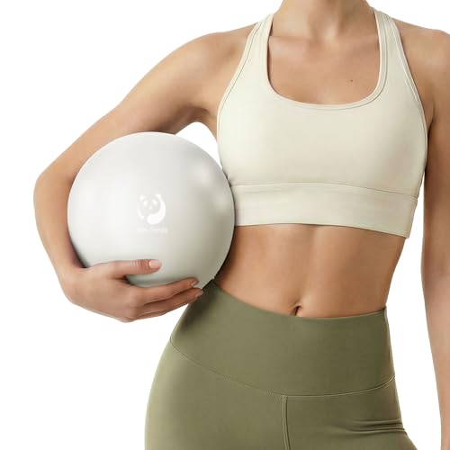 Slim Panda Pilates Ball, 9 Inch Small Exercise Ball, Anti Burst Mini Yoga Ball for Stability, Workout, Barre, Core Strength, Physical Therapy, Balance, Stretching - color: Pearl White