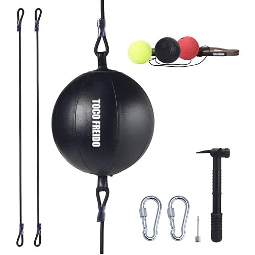 TOCO FREIDO Double End Punching Ball, Speed Bag with Difficulty Levels Boxing Reflex Ball with Headband, Perfect for Reaction, Agility, and Hand Eye Coordination Training - color: 3 reflex ball