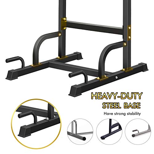 BangTong&Li Power Tower, Pull Up Bar Dip Station/Stand for Home Gym Strength Training Workout Equipment - color: Black