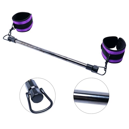 Spreader Bar Stainless Steel Vintage Black Bar with 2pcs Adjustable Straps,Sports Aid Training Fitness Gear Pilates Aid Kit, Home Restore Pilates Indoor Yoga Set - style: Fixed Black+PU Purple Kit