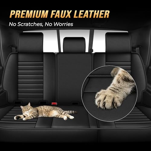 DISUTOGO for 2018 Dodge ram seat Covers 2012-2025 2026 RAM 1500 2500 3500 | Dodge Ram Seat Covers Full Set, Faux Leather Custom Fit Ram 1500 2500 3500 Truck, Flat Bench - color: 096-Black-Flat Bench, size: 5 Seats full set-RAM 2012-2026