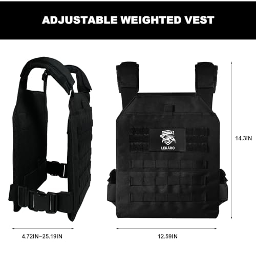 Adjustable Weighted Vest for Men Women – Tactical Vest for Rucking, HIIT & CrossFit, Fits 10x12 Plates, 600D Breathable Weight Vest & Exercise Vest for Strength Training, Weights Not Included - color: Black-1