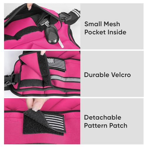 APEXUP Adjustable Weighted Vest, 4-10lb/12-18lb/20-32lb Vest with 6 Ironsand Weights and Large Pocket, Weight Vest for Men Women Strength Training, Running, Walking - color: Pink, size: 4-10lbs