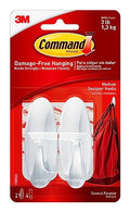 Command Medium Designer Hooks, 2 Hooks and 4 Strips, Damage-Free Hanging Wall Hook with Adhesive Strips, Adhesive Hooks for Hanging Back to School Dorm Organizers, Holds up to 3 lb