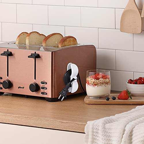 SisBroo Cord Organizer for Appliances, 4PCS Kitchen Appliance Cord Winder Cord Organizers, Cord Holder Cord Wrapper for Appliances Stick on Pressure Cooker, Mixer, Blender, Coffee Maker, Air Fryer - color: white*4