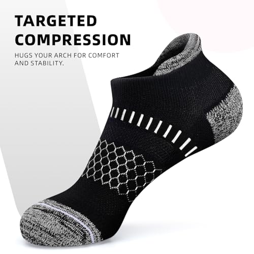 IRAMY Light Compression Socks for Women Arch Support Athletic Cushioned Anti-Blister Comfort Running Ankle Socks 3/5 Pairs - color: White(5 Packs), size: 9-11