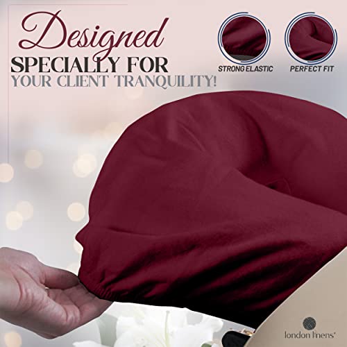 LONDON LINENS Premium Extra Thick 100% Cotton Flannel Massage Face Cradle Cover, Includes 4pcs (4, Burgundy) - color: Burgundy, size: 4