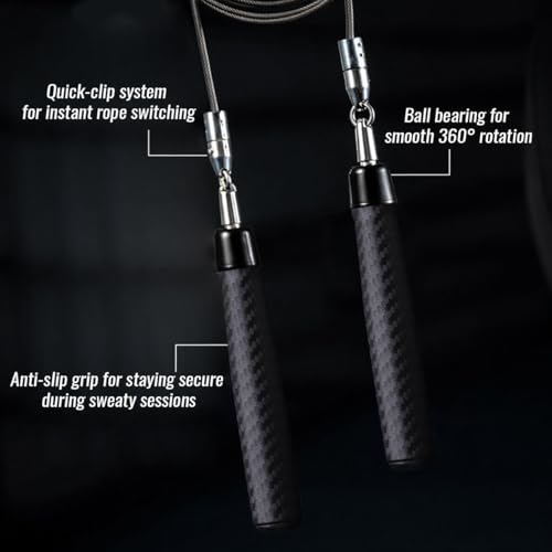 Weighted Jump Rope for Men & Women: 3-in-1 Interchangeable Weights (1/5lb, 1/4lb, 1/2lb) - 360° High-Speed Spin, Adjustable Length & Ergonomic Leather Grips for Pro Fitness, Cardio & Weight Loss