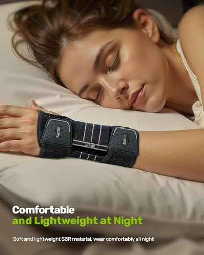 Rakiie 2 Pack Carpal Tunnel Wrist Braces, Adjustable Wrist Support Splint for Night Sleep & Daytime Working, Hand Braces Pain Relief for Arthritis, Typing, Pregnancy, Men Women (Gray, M) - color: Gray, size: M