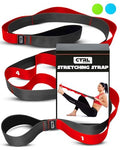 Stretching Strap with Loops - Non Elastic Stretch Band for Physical Therapy, Yoga Strap for Stretching Equipment, Stretch Bands for Exercise and Flexibility - Fascia, Hamstring & Leg Stretcher Belt - style: 10 Loops - Red