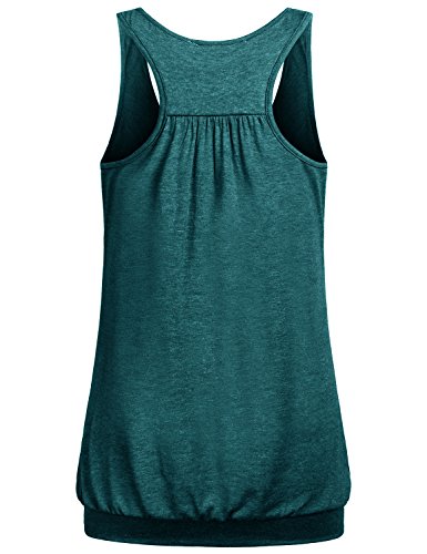 Miusey Womens Sleeveless Round Neck Loose Fit Racerback Yoga Tank Top - color: Green, size: Small
