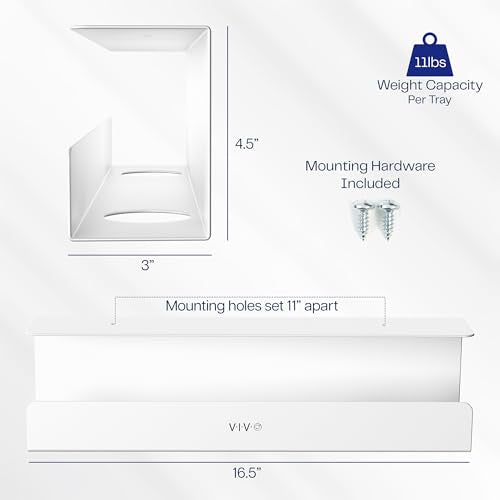 VIVO White 17 inch Under Desk Cable Management Tray, DESK-AC06-1CW | Low Profile Power Strip Holder, Cord Organizer, Wire Tamer Steel Cable Rack for Office and Home, Holds 11 lbs - color: White, size: Standard