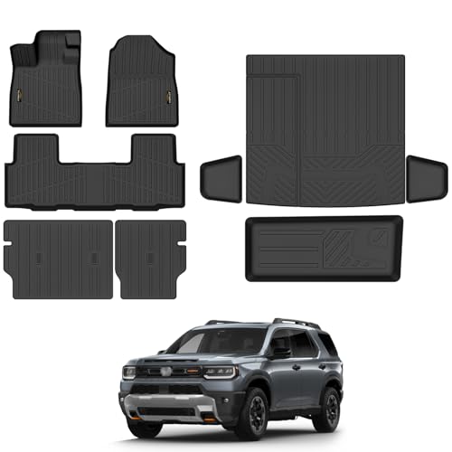 Floor Mats Custom for Honda Passport 2026 Trunk Mat with Backrest Mat All Weather TPE Rubber Cargo Liner Full Set Floor Liners for Passport Accessories (Trunk Mat+Backrest Mats+Floor Mats) - size: For Honda Passport 2026 All Mats
