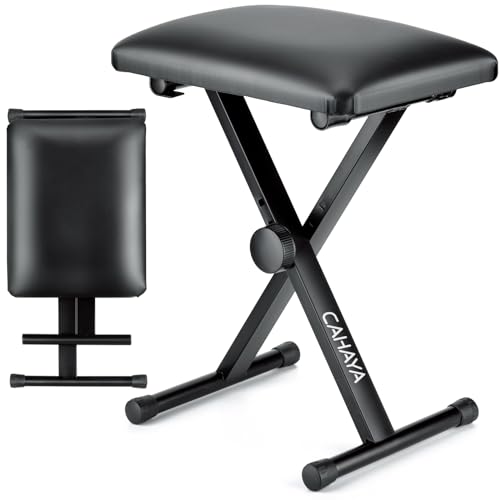 CAHAYA Keyboard Bench X-Style Height Adjustable 16.3-19.6in Padded Cushion Piano Stool Bench Keyboard Chair for Keyboards Piano CY0257 - color: Black, style: Standard Version