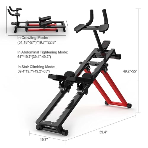 3-in-1 Spine Twist Stretcher & Stair Stepper & Waist Trainer, Multifunctional Trainer Adjustable Back Stretcher Machine for Lower Back Exercise, Core Activation & Full-Body Workout - color: Black Red