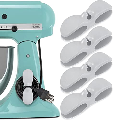 SisBroo Cord Organizer for Appliances, 4PCS Kitchen Appliance Cord Winder Cable Organizer, Cord Holder Cord Wrapper for Appliances Stick on Pressure Cooker, Mixer, Blender, Coffee Maker, Air Fryer - color: gray*4