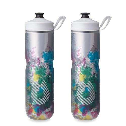 HydraPak | Polar Bottle - Polar Sport Insulated Water Bottle 2-Pack - BPA-Free, Sport & Bike Squeeze Bottle with Handle (Splash Multi, 700ml / 24oz) - color: Splash Multi, style: 24oz/700ml (2-Pack)