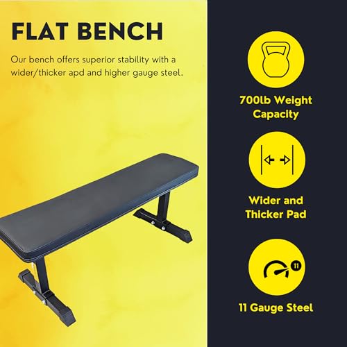 HulkFit Heavy-Duty Adjustable Utility Flat Incline Decline Exercise Weight Bench - Multicolor - style: Flat Workout Bench - Black