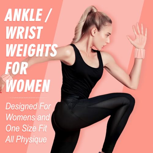 Wrist Weights, Adjustable Wrist Ankle Weights for Women, Wearable Arm & Leg Weights Set of 2(1 lb Each), Weighted Bangles for Walking, Yoga, Dance, Barre, Gym - color: Salmon