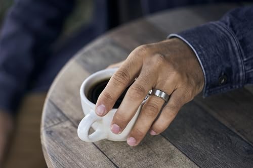 The Ridge Tungsten Rings For Men - Mens Wedding Band - Strong, Durable, and Scratch-Resistant Beveled Ring With Silicone Band - color: Platinum