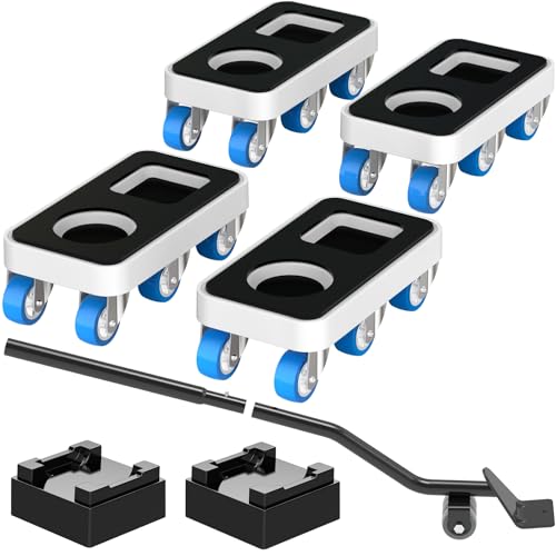Kiss Core Furniture Dolly with Dual Groove Design: Furniture Sliders with 6 Wheels - for Various Types of Furniture Legs - for Moving Heavy Duty Sofa Bed - Load Capacity Up to 950lb - size: 1.5in wheels with dual groove + 1 pry bar