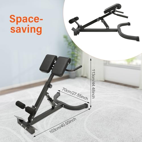 Roman Chair Back Extension Weight Bench Ab Machine Foldable Angle Height Adjustable Sit up Exercise Multi-Functional Workout Home Gym Exercise Equipment Inversion Table for Fitness - color: Black Adjustable