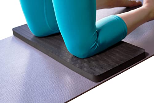 SukhaMat Firm Support Yoga Exercise Knee Pad - Extra-Firm Cushioning, 1" Thick TPE, Ideal for Knees/Elbows/Wrists, Pain Relief, Durable Non-Slip Mat for Exercises - color: Black