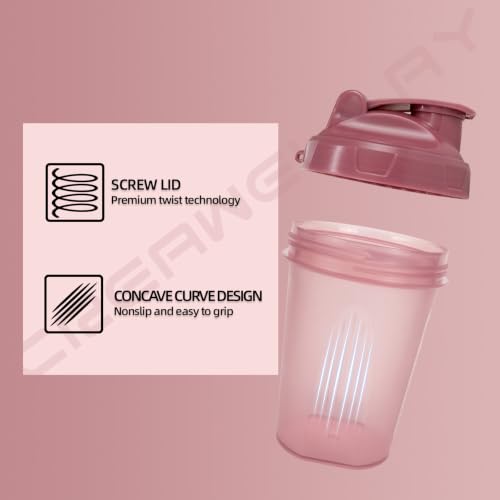 2 Pack Shaker Bottles for Protein Mixes, 17 oz Small Protein Shaker Bottle with Handle, Gym Shaker Cups with Blending Ball for Pre Workout, BPA-Free & Dishwasher Safe (Blue, Pink) - color: Pink,Blue