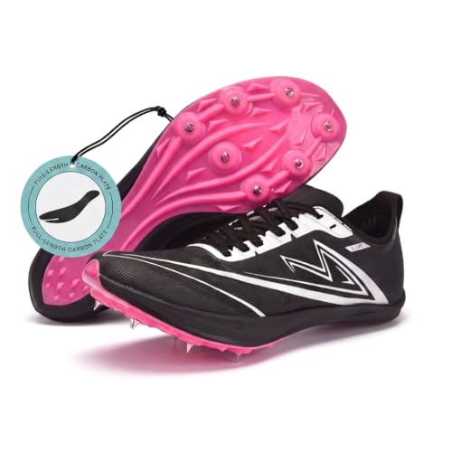 Track and Field Shoes Men Women Kids Spikes Sneakers Full-Length Carbon Plate Track Race Jumping Sneakers Girls Professional Running Track Spikes Shoes Boys - color: Black, size: 1.5