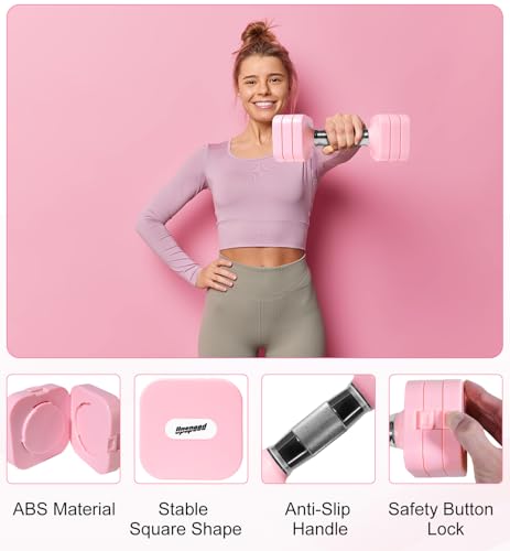 Adjustable Dumbbell Set for Women Men 7.5LB/10LB/15LB/20LB/25LB Pair | Stable Free Weight Hand Weights with Metal Handle for Home Gym Fitness Rehab Pilates Yoga Strength Training Equipments - color: Pink, size: 15LB SINGLE