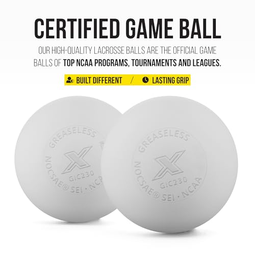 PEARL X Greaseless Lacrosse Balls by Guardian Innovations - Official Ball of NCAA Championships - Meets NOCSAE Standards and SEI/NCAA Certified - color: White, size: 100 Pack