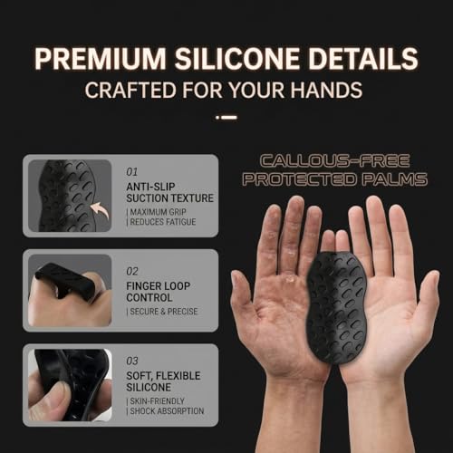 NADUSEP Gym Grips Anti-Slip for Weight Lifting – Silicone Workout Grips Pads for Palm Callus Protection, Ergonomic Weightlifting Gym Gloves for Deadlift Pull Ups Barbell Training Men Women