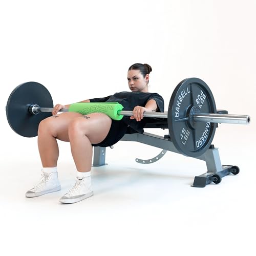 UPPPER Barbell Pad for Hip Thrusts, Glute Bridges, Neck Protection - 1.5” Thick Foam for Comfort and Support, Secure Hook-and-Loop Closure, Premium Materials - Fits Olympic & Standard Bars - color: Neon Green