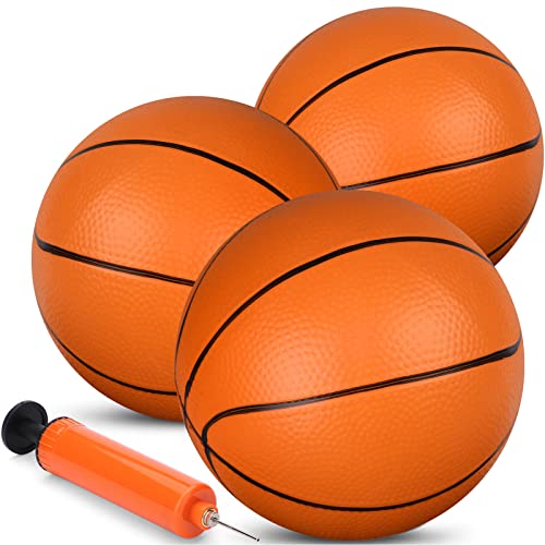 6" Mini Basketball for Mini Basketball Hoop, Beach Sand Pool Ball for Kids Adults, Suits for Over The Door Hoop, Replacement Balls for Indoor Outdoor Sport Game Gift with Pump, 3PCS (Orange) - color: Orange