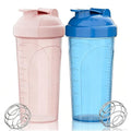 2 Pack 28oz Protein Shaker Bottles, Leakproof BPA Free Gym Mix Cups - color: Pink+Blue